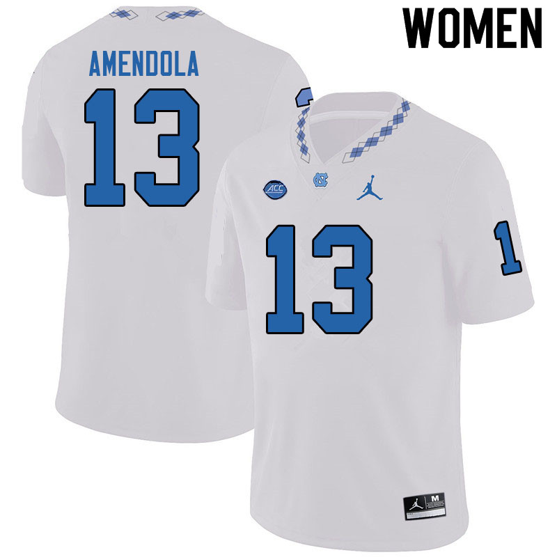 Jordan Brand Women #13 Vincent Amendola North Carolina Tar Heels College Football Jerseys Sale-White